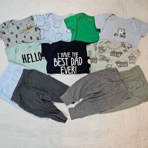 Baby Boy Bodysuits & Pants Lot 11 Piece‎ 3-6M Gerber Onesies Simple Joys Carters